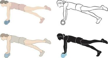 Woman Exercise with Foam Roller Set.