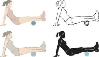Woman Exercise with Foam Roller Set.