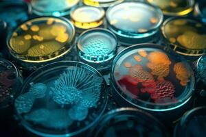 Macro closeup bacteria. Generate Ai photo