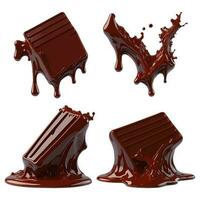 conjunto de 3d chocolate bar con chocolate chapoteo vector