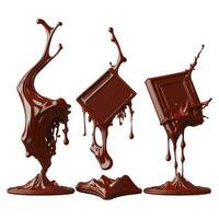 conjunto de 3d chocolate bar con chocolate chapoteo vector