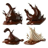 conjunto de 3d chocolate chapoteo con chocolate bar vector