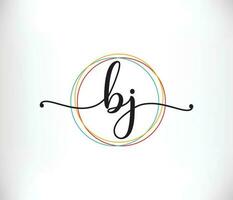 Initial bj feminine logo design, luxury feminine letter logo vector