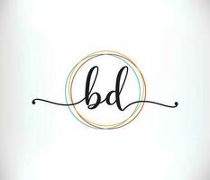 Initial bd feminine logo design, luxury feminine letter logo vector