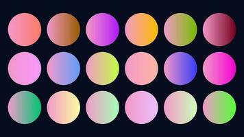 Colorful Pink Color Shade Linear Gradient Palette Swatches Web Kit Circles Template Set vector