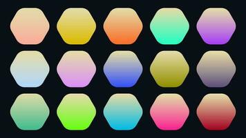 Colorful Tan Color Shade Linear Gradient Palette Swatches Web Kit Rounded Hexagons Template Set vector