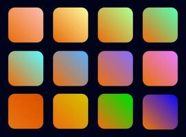 Colorful Orange Color Shade Linear Gradient Palette Swatches Web Kit Rounded Squares Template Set vector