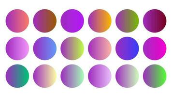 Colorful Purple Color Shade Linear Gradient Palette Swatches Web Kit Circles Template Set vector