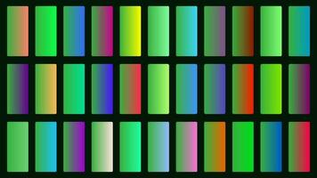 Colorful Green Color Shade Linear Gradient Palette Swatches Web Kit Rounded Rectangles Template Set vector