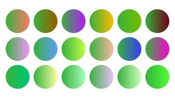 Colorful Green Color Shade Linear Gradient Palette Swatches Web Kit Circles Template Set vector