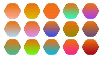 Colorful Orange Color Shade Linear Gradient Palette Swatches Web Kit Rounded Hexagons Template Set vector