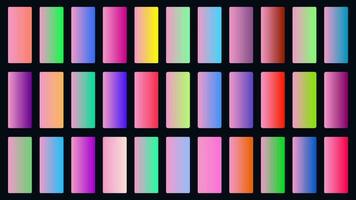 Colorful Pink Color Shade Linear Gradient Palette Swatches Web Kit Rounded Rectangles Template Set vector