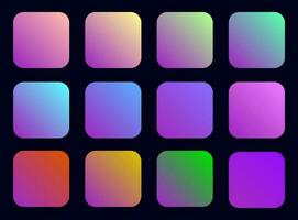 Colorful Purple Color Shade Linear Gradient Palette Swatches Web Kit Rounded Squares Template Set vector