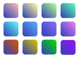 Colorful Blue Color Shade Linear Gradient Palette Swatches Web Kit Rounded Squares Template Set vector