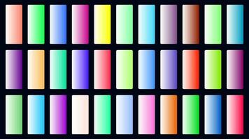 Colorful White Color Shade Linear Gradient Palette Swatches Web Kit Rounded Rectangles Template Set vector