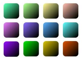 Colorful Black Color Shade Linear Gradient Palette Swatches Web Kit Rounded Squares Template Set vector