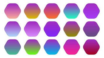 Colorful Purple Color Shade Linear Gradient Palette Swatches Web Kit Rounded Hexagons Template Set vector