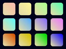 Colorful Tan Color Shade Linear Gradient Palette Swatches Web Kit Rounded Squares Template Set vector