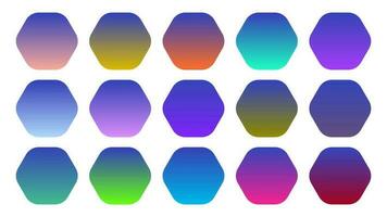 Colorful Blue Color Shade Linear Gradient Palette Swatches Web Kit Rounded Hexagons Template Set vector