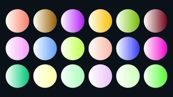 Colorful White Color Shade Linear Gradient Palette Swatches Web Kit Circles Template Set vector