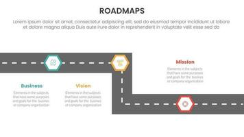 negocio hojas de ruta proceso marco de referencia infografía 3 etapas con Derecho la carretera camino panal forma y ligero tema concepto para diapositiva presentación vector