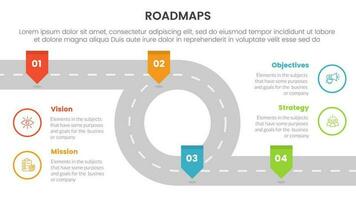 business roadmaps process framework infographic 3 stages with circular infinity road and light theme concept for slide presentation vector