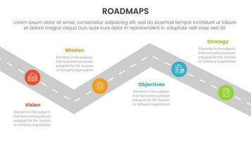 business roadmaps process framework infographic 3 stages with turning road and light theme concept for slide presentation vector