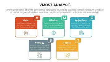 vmost análisis modelo marco de referencia infografía 5 5 punto etapa modelo con grande caja contorno información concepto para diapositiva presentación vector