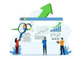 Financial Audit concept, Showing a team of accountants doing company financial evaluation, Suitable for landing page, UI, web, app intro card, editorial, flyer, and banner, flat vector illustration.
