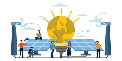 renewable alternative energy. solar energy, solar panel technology. windmill technology, environmental resources design extraction schedule, earth hour, energy and planet saving, vector illustration.