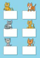 cartoon cats and kittens with cards design set vector