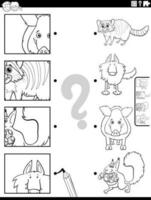 partido dibujos animados animales y recortes juego colorante página vector
