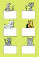 dibujos animados gatos y gatitos con tarjetas diseño conjunto vector