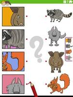 match cartoon animals and clippings educational game vector