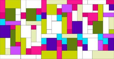 Mosaic pattern of rectangles and squares in a vibrant color palette. Geometric ornament from rectangles and squares. vector