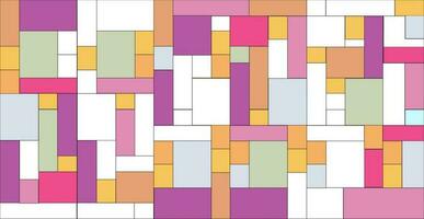 Mosaic pattern of rectangles and squares in a vibrant color palette. Geometric ornament from rectangles and squares. vector