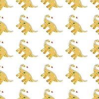 Vector seamless pattern with dinosaur and heart