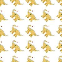 Vector seamless pattern with dinosaur and heart