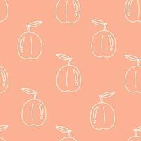 Peach doodle seamless pattern vector