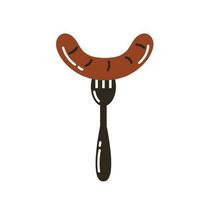 Sausage prick with a fork vector illustration