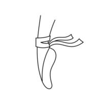 Ballerina leg in pointe shoe with ribbon vector