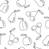 Food seamless pattern with doodle fruits vector