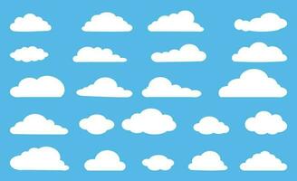 blanco icono nubes conjunto dibujos animados ilustraciones, en azul antecedentes vector