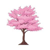 hand drawn sakura tree vector