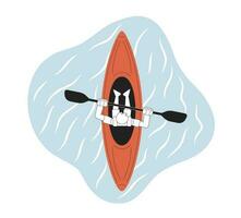 Canoeing on river concept hero image. Paddle kayaker 2D cartoon outline character on white background. Kayaking competition isolated black and white illustration. Vector art for web design ui