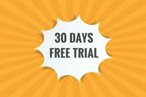30 dias gratis juicio bandera diseño. 30 día gratis bandera antecedentes vector
