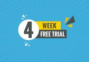 4 week Free trial Banner Design. 4 week free banner background vector