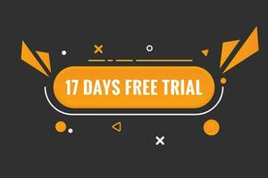 17 dias gratis juicio bandera diseño. 17 día gratis bandera antecedentes vector