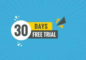 30 days Free trial Banner Design. 30 day free banner background vector