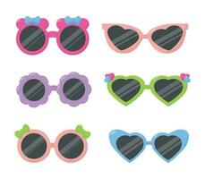 A set of bright colored sunglasses. Glasses for children vector